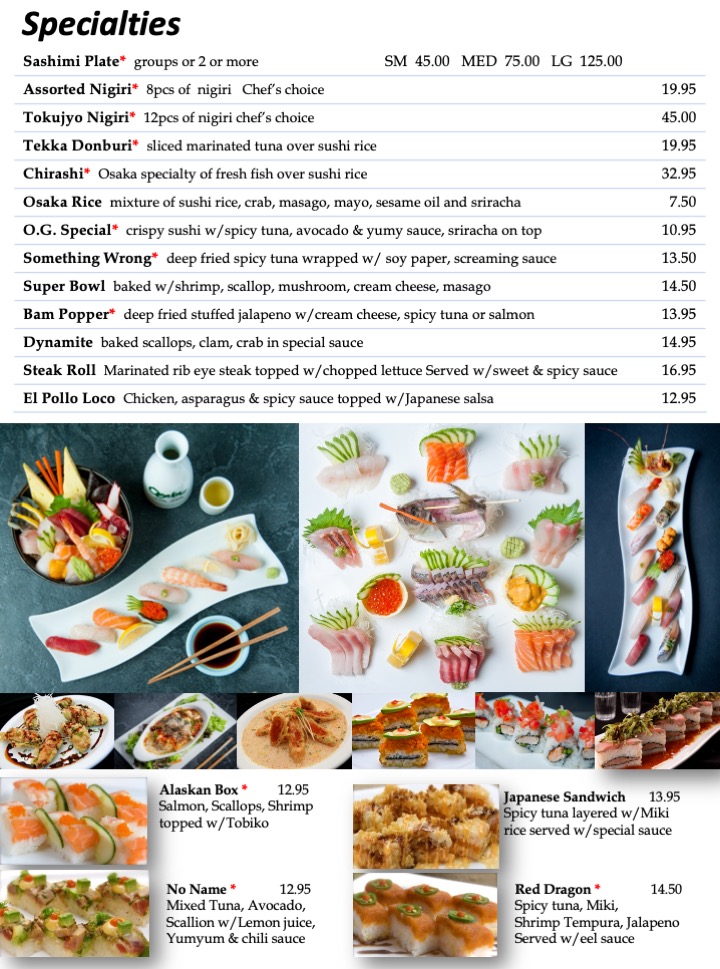 Sushi Rolls Menu | Las Vegas Best Sushi Restaurant | Osaka Bistro